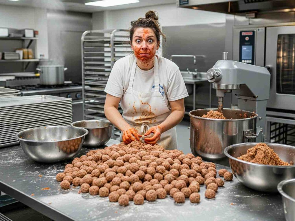 Orang Kewalahan Buat Bakso Manual