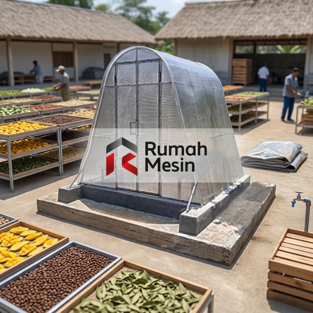 Ruang pengering dome solar dryer dengan energi matahari