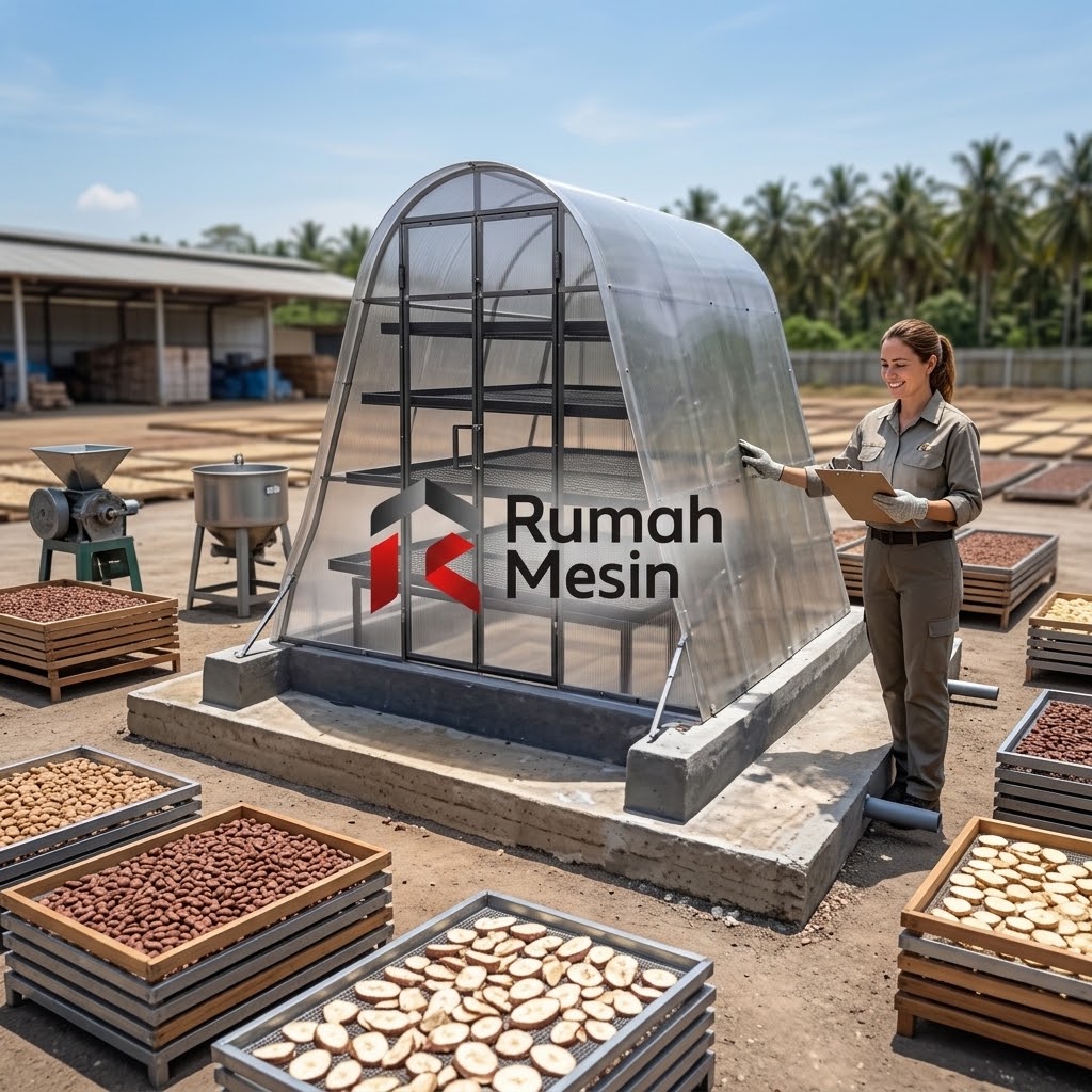 Penggunaan dome solar dryer untuk membantu mengeringkan bahan