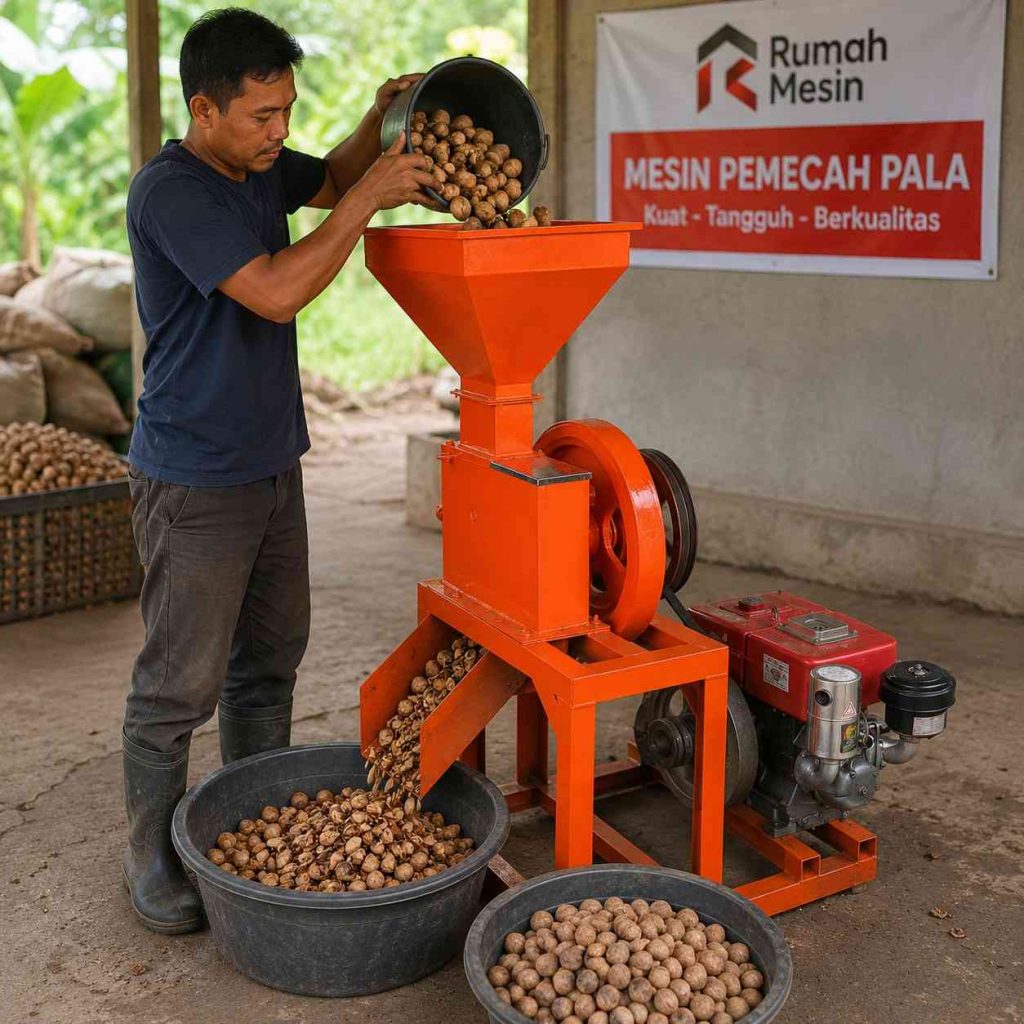 Contoh penggunaan mesin pemecah pala