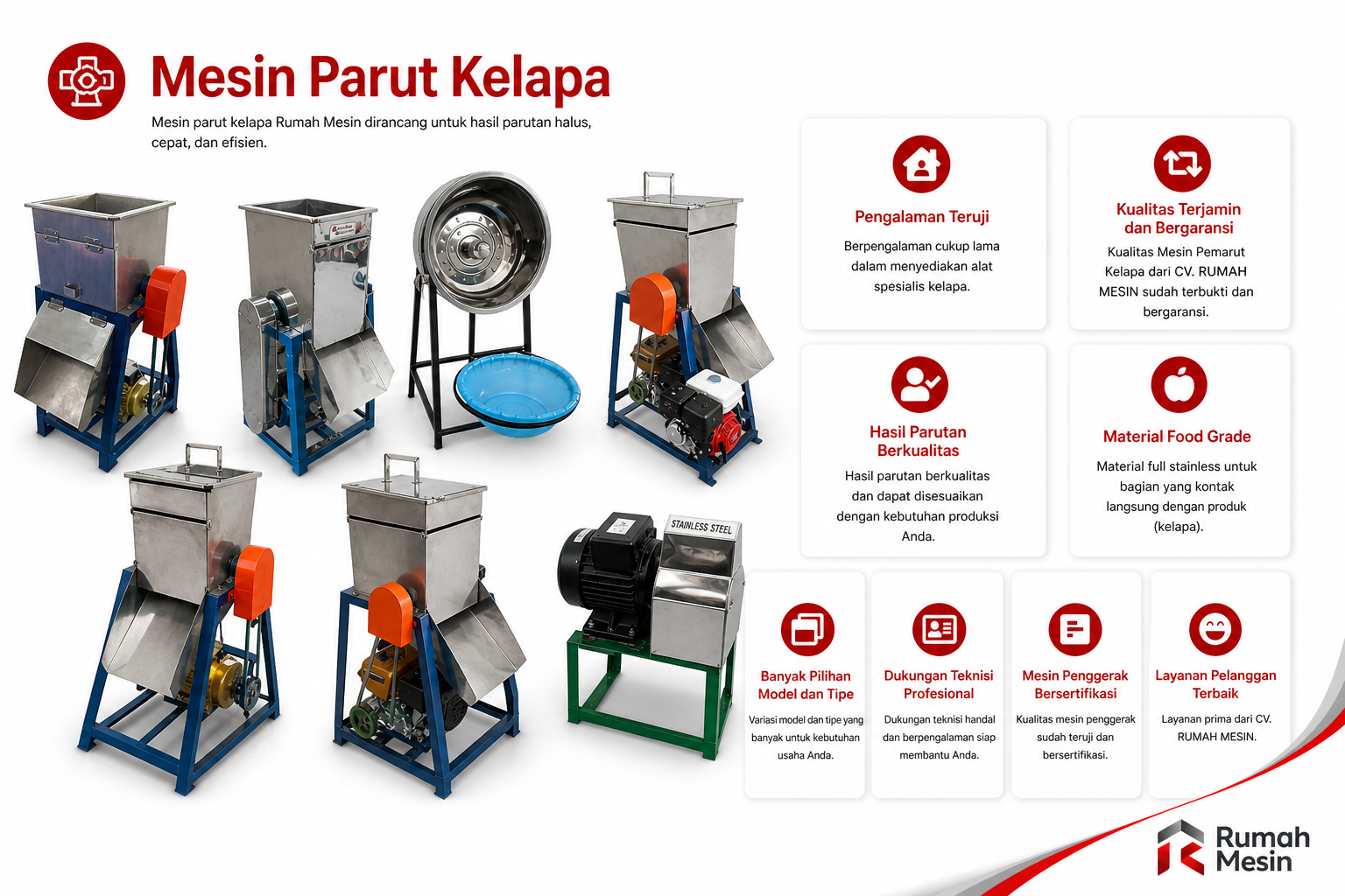 Jenis Mesin Parut Kelapa Rumah Mesin