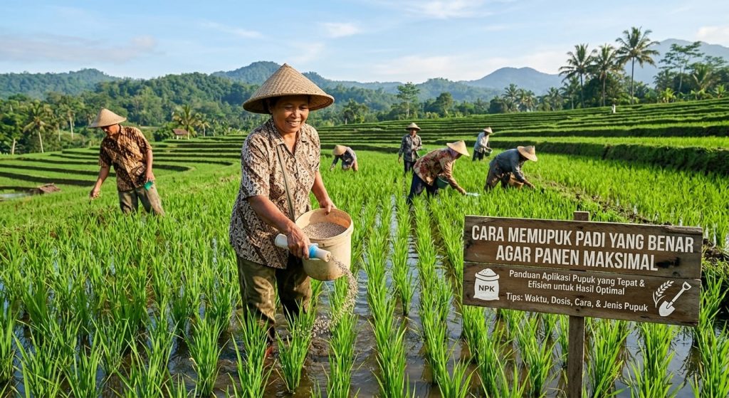 cara memupuk padi agar hadil panen maksimal