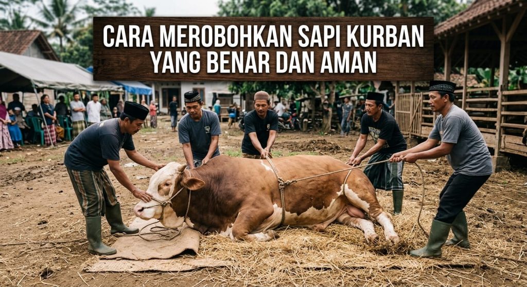 cara merobohkan sapi kurban yang benar dan aman