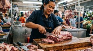 memotong daging sapi kurban