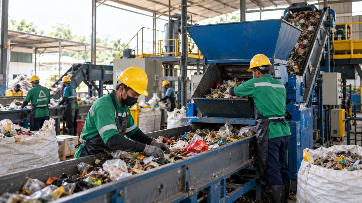 Pekerja TPS Menggunakan Teknologi Pengolahan Sampah