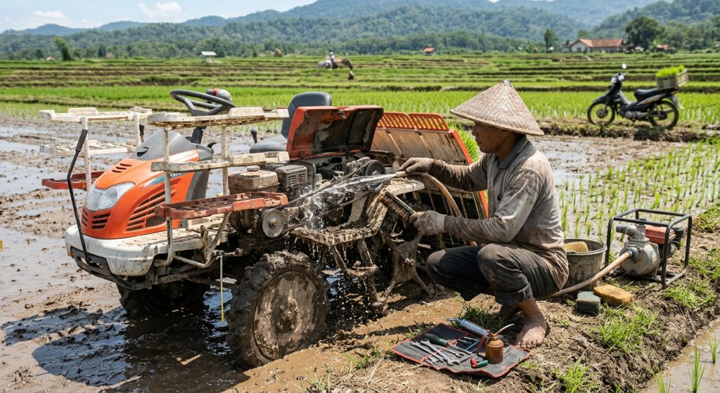 cara merawat mesin tanam padi